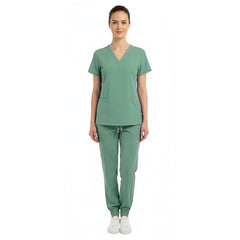 Vicogard Mint Green scrub set front view, soft fresh green nursing scrubs front