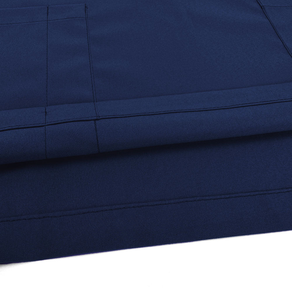 Close-up of Navy Blue UltraSOFT fabric, wrinkle-resistant 94% polyester blend