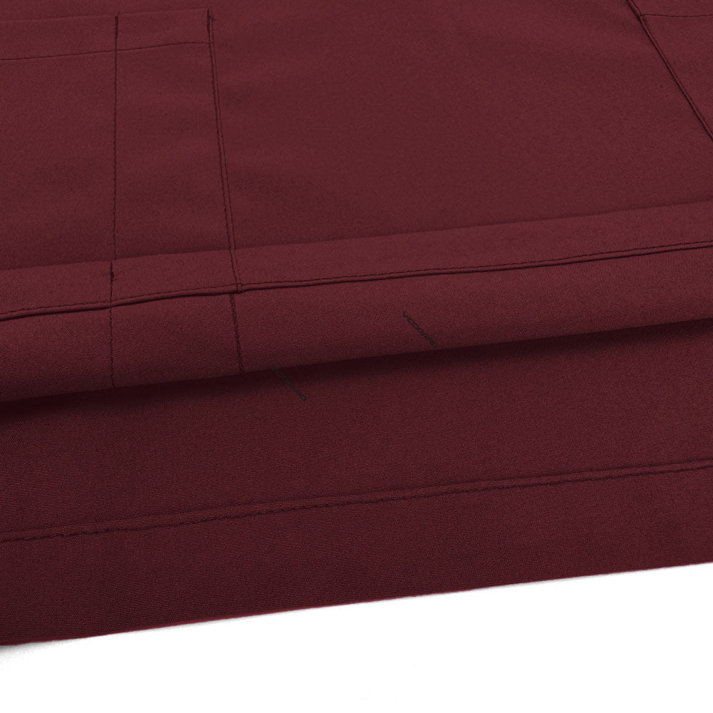 Close-up of Burgundy UltraSOFT fabric, wrinkle-resistant 94% polyester blend texture