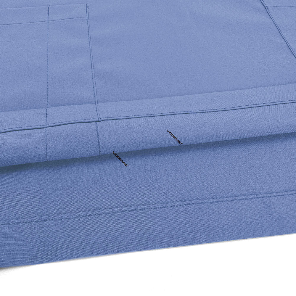 Close-up of Ceil Blue UltraSOFT fabric, wrinkle-resistant 94% polyester blend texture