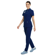 Full body display of Galaxy Blue Vicogard scrubs, ideal outfit for hospital staff