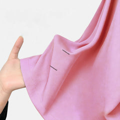 Close up of Pink UltraSOFT fabric texture, breathable 4-way stretch polyester blend