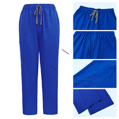 Detail of Royal Blue scrub pants showing double cargo pockets and reinforced stitching